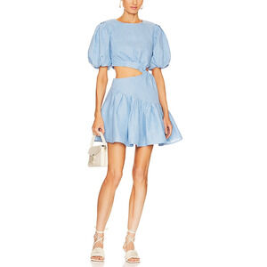Bardot 'Mimi' Blue Linen Mini Dress Size L